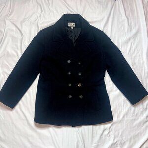 MDP Mario De Pinto Black Peacoat Pea Coat Winter Jacket Size Medium? 75% Wool